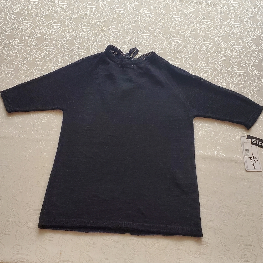 Bianca Nygard Short Sleeve Sheer Knitted Top Size S (6-8) Black NWT